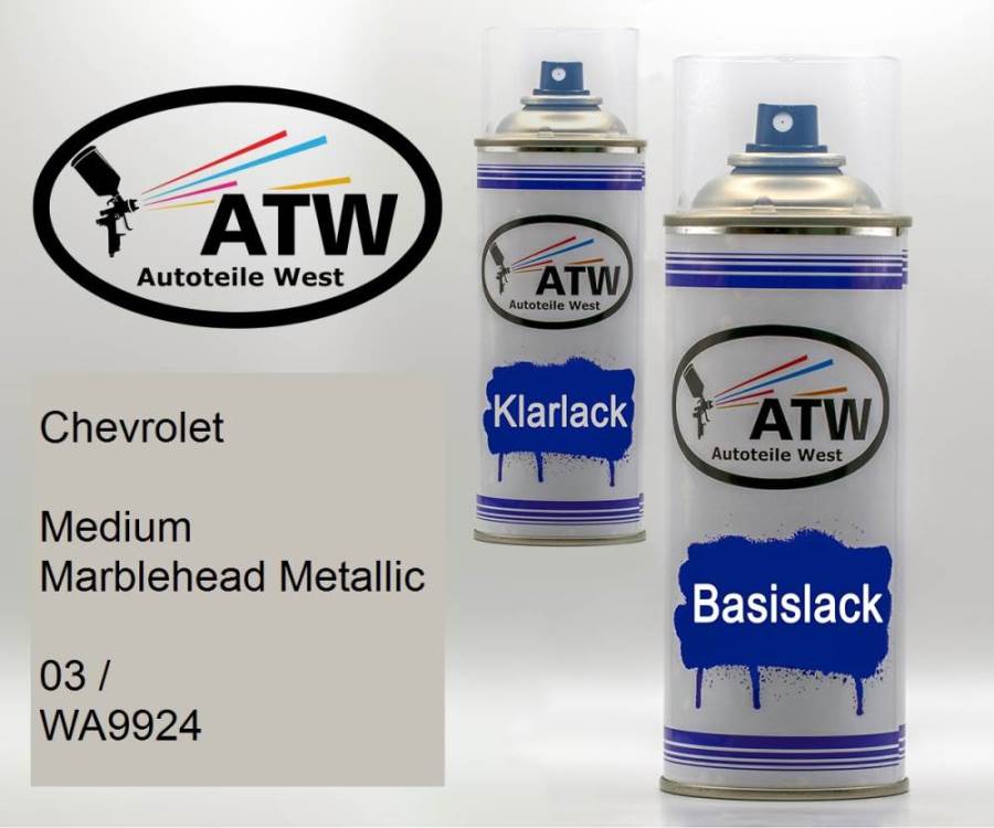 Chevrolet, Medium Marblehead Metallic, 03 / WA9924: 400ml Sprühdose + 400ml Klarlack - Set, von ATW Autoteile West.